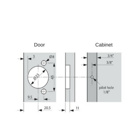 Blum 38N355B.08 COMPACT BLUMOTION 1/2″ Partial Overlay 105° Hinge ...